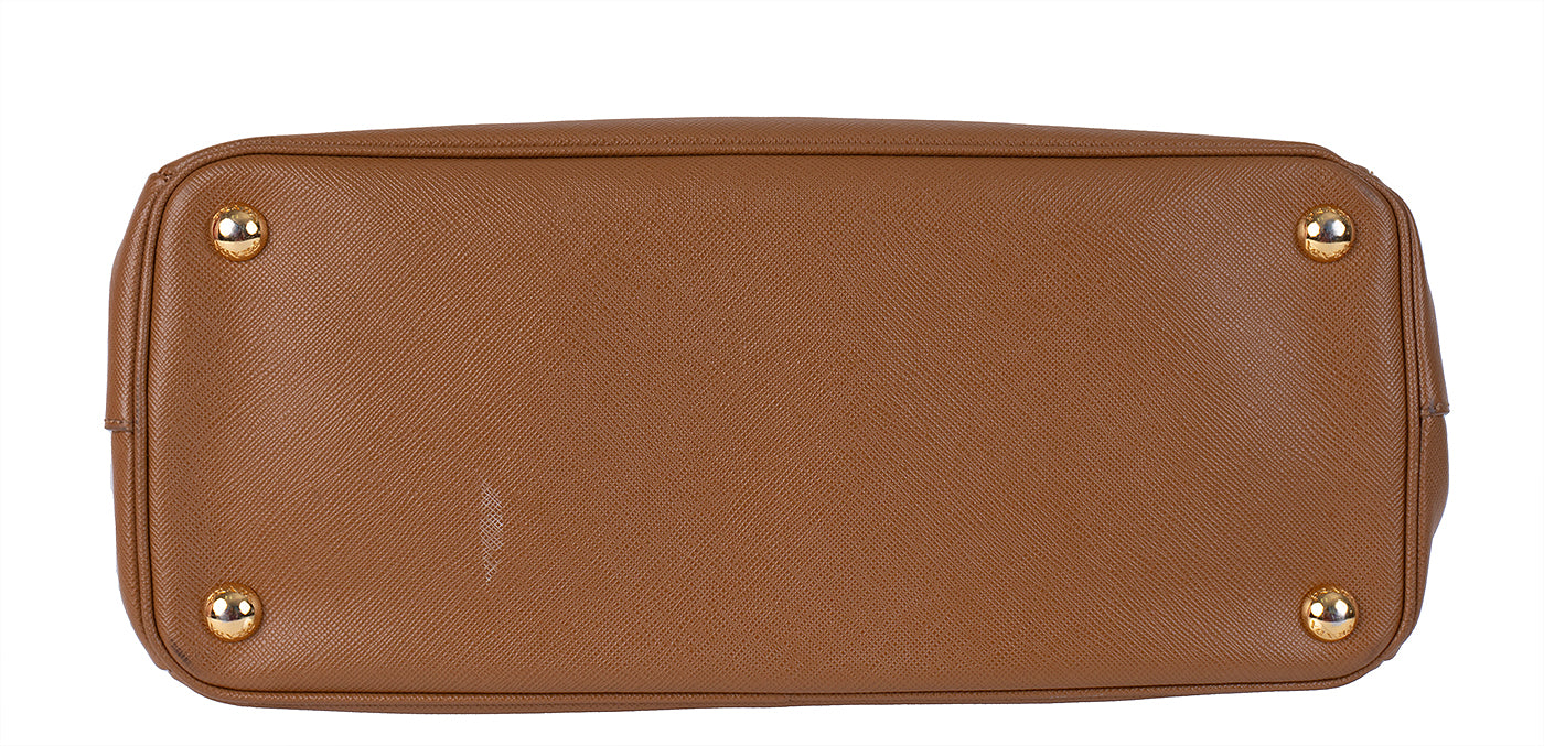 Prada Galleria Double Zip Camel Medium Shoulder Bag