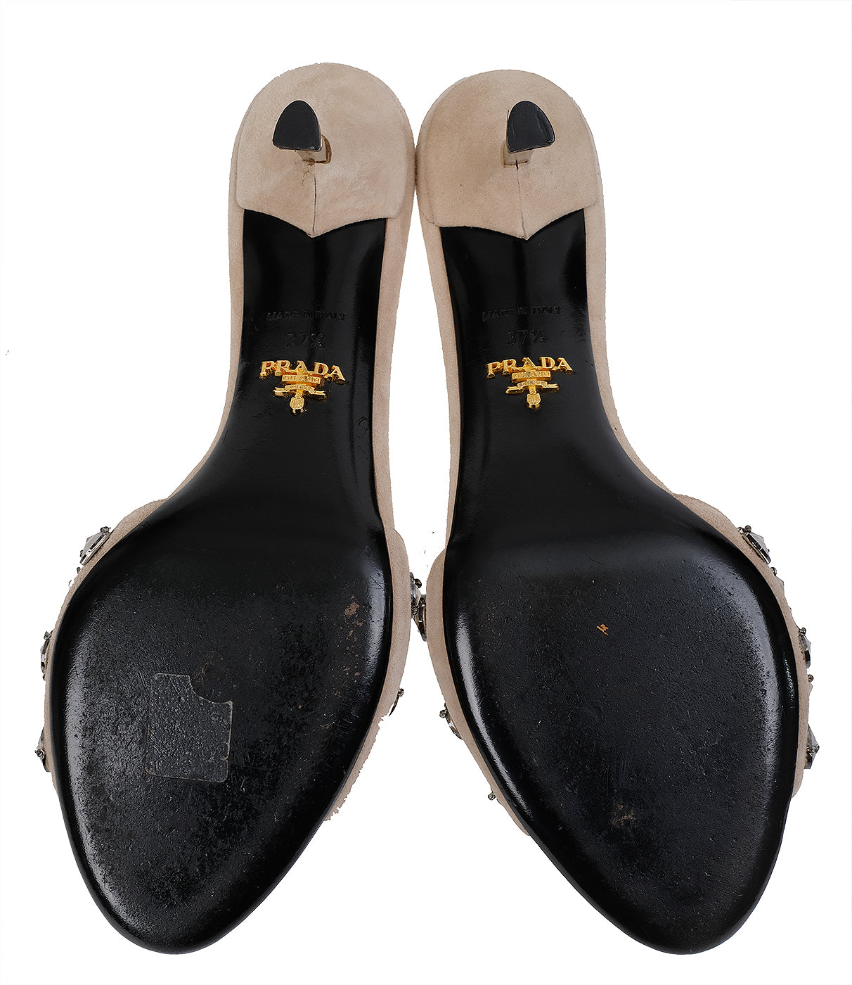 Prada Suede Crystal Mid-heel Sandals
