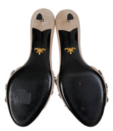 Prada Suede Crystal Mid-heel Sandals