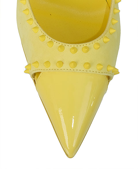 Christian louboutin Duvette Spikes 100 Suede Yellow Pumps