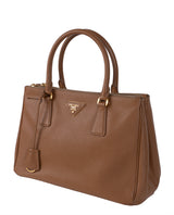 Prada Galleria Double Zip Camel Medium Shoulder Bag