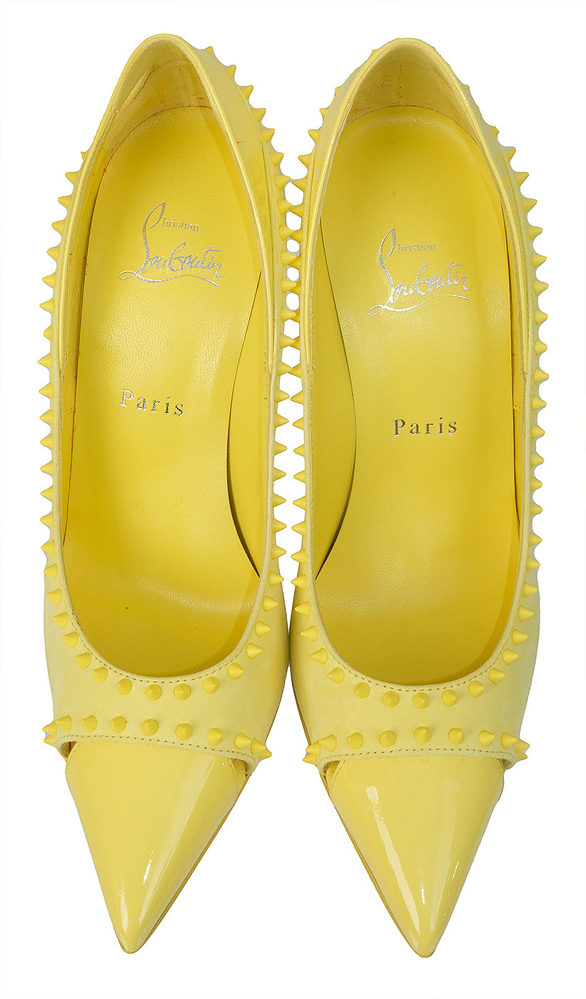 Christian louboutin Duvette Spikes 100 Suede Yellow Pumps