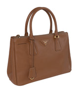Prada Galleria Double Zip Camel Medium Shoulder Bag