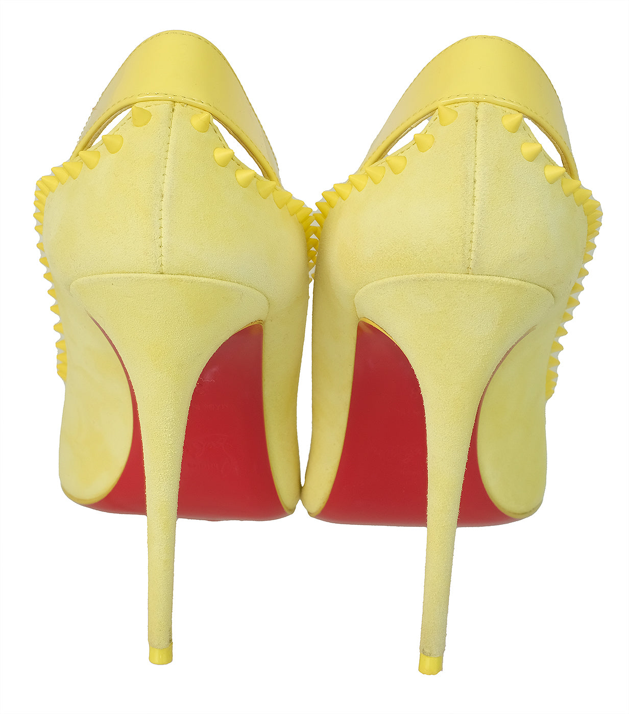 Christian louboutin Duvette Spikes 100 Suede Yellow Pumps