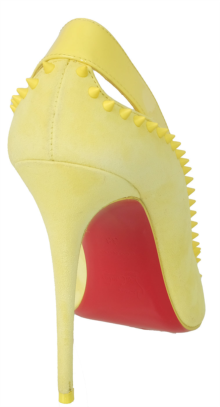Christian louboutin Duvette Spikes 100 Suede Yellow Pumps