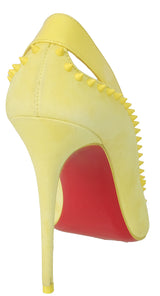 Christian louboutin Duvette Spikes 100 Suede Yellow Pumps