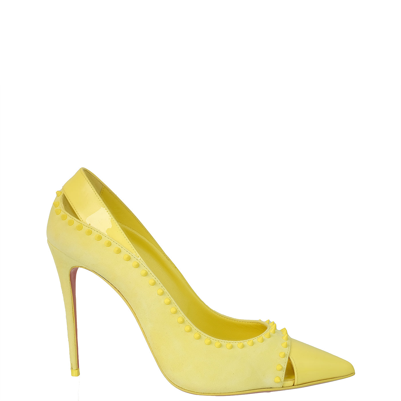 Christian louboutin Duvette Spikes 100 Suede Yellow Pumps