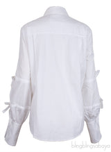 White Cut-out Long Sleeve Shirt