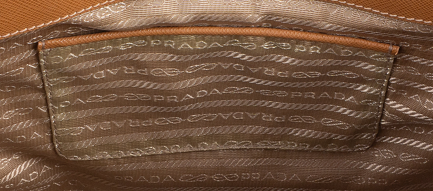Prada Galleria Double Zip Camel Medium Shoulder Bag
