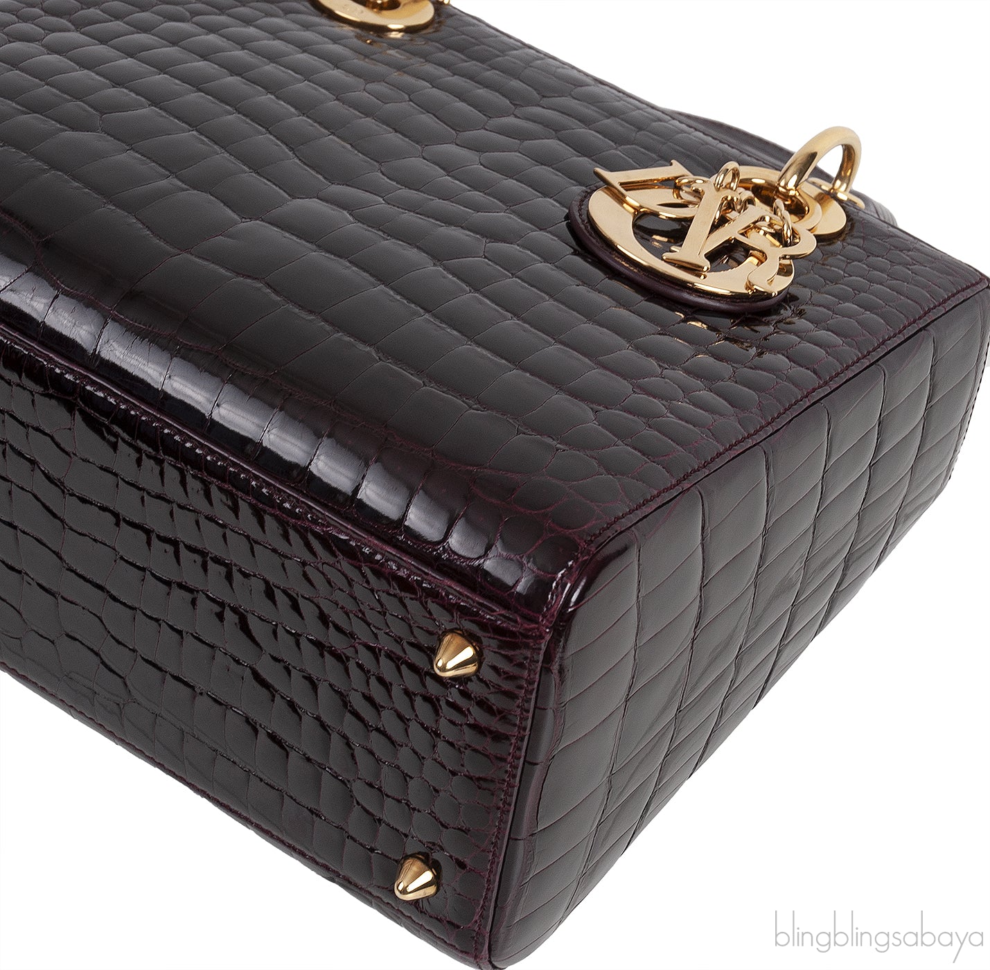 Lady Dior Medium Amethyst Porosus Crocodile GHW