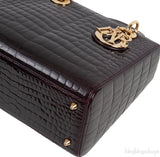 Lady Dior Medium Amethyst Porosus Crocodile GHW