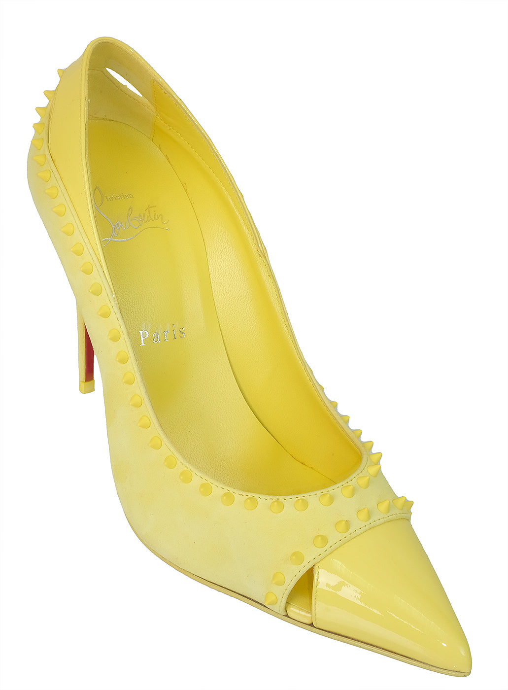 Christian louboutin Duvette Spikes 100 Suede Yellow Pumps