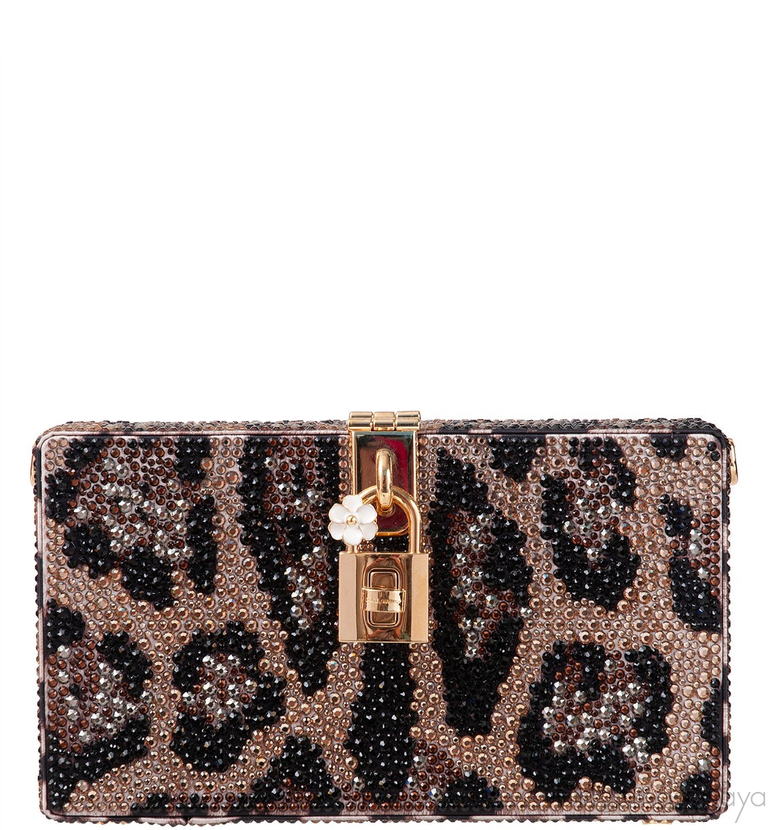 Dolce & Gabbana Leopard Crystal Hard Clutch Shoulder Bag