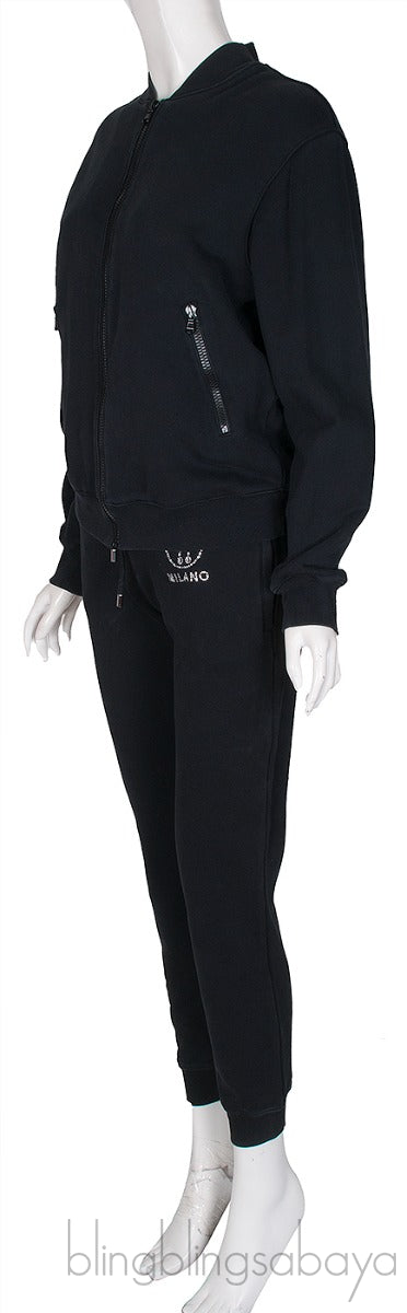 Black Crystal Embellished Jacket & Jogger