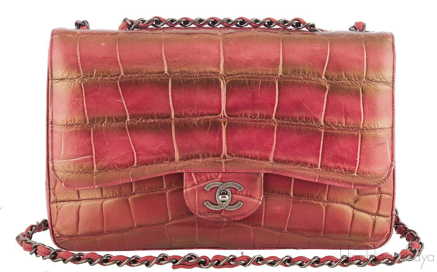Red Brick Metallic Gold Crocodile
