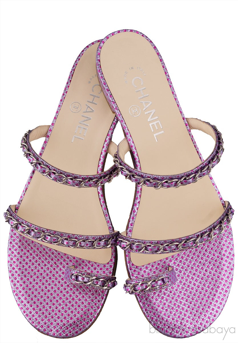 Purple Chain Polkadot Sandals