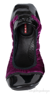 Prada Velvet Purple & Black Sport Ballet Flats