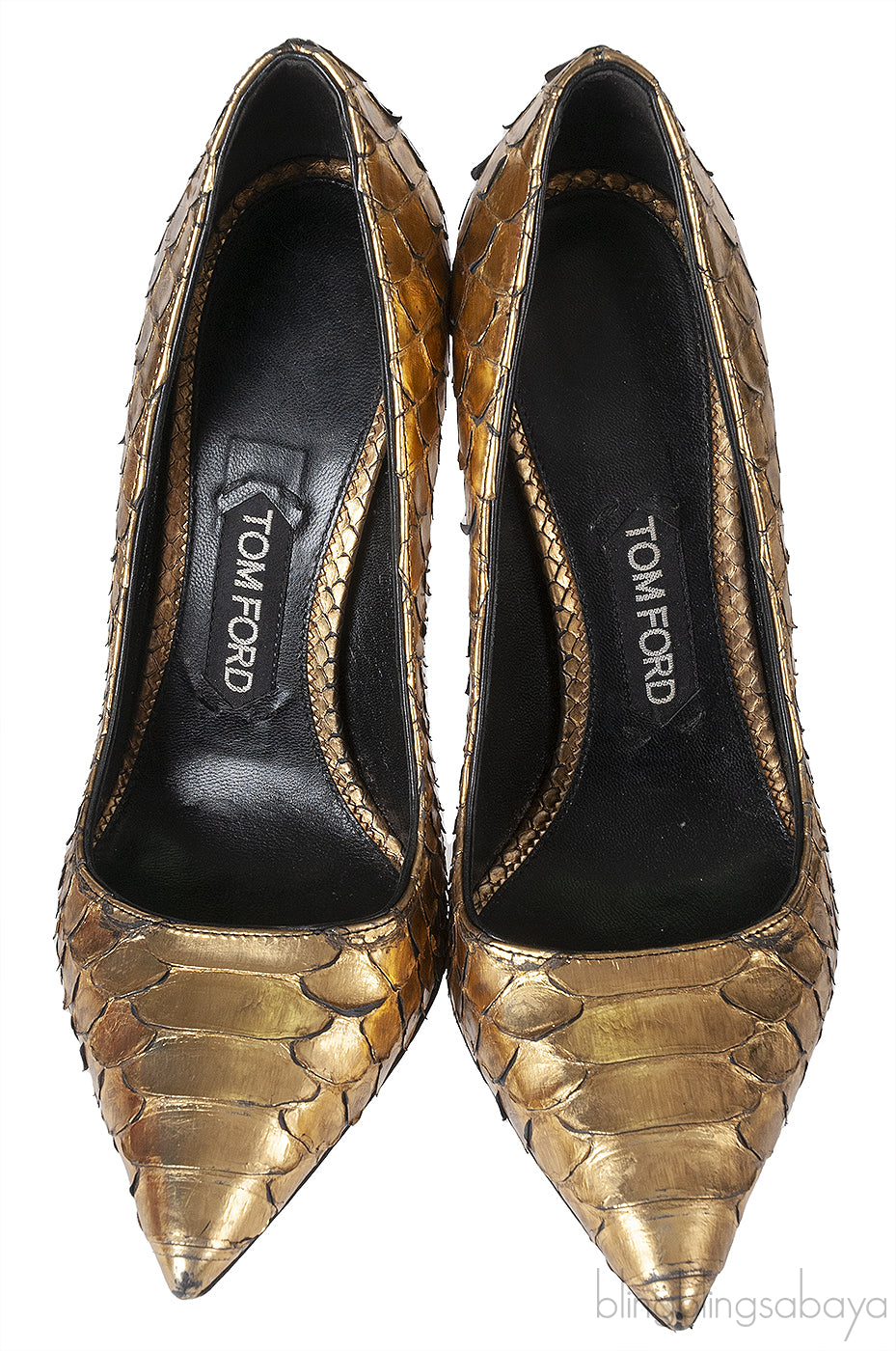 Tom Ford Python Gold Pointed Heels