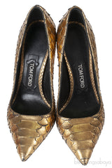 Tom Ford Python Gold Pointed Heels