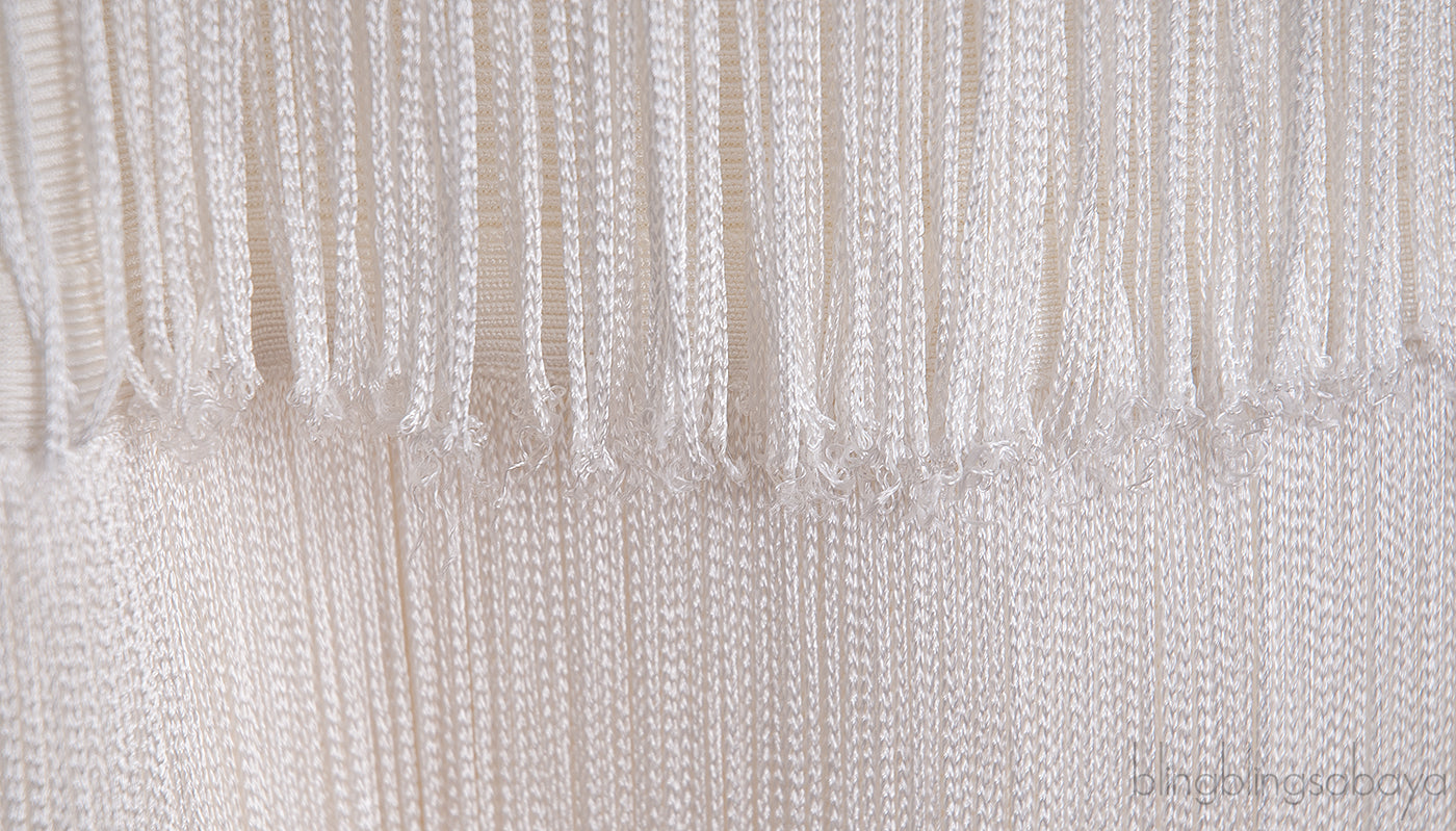 White Fringed Halter Neck Dress