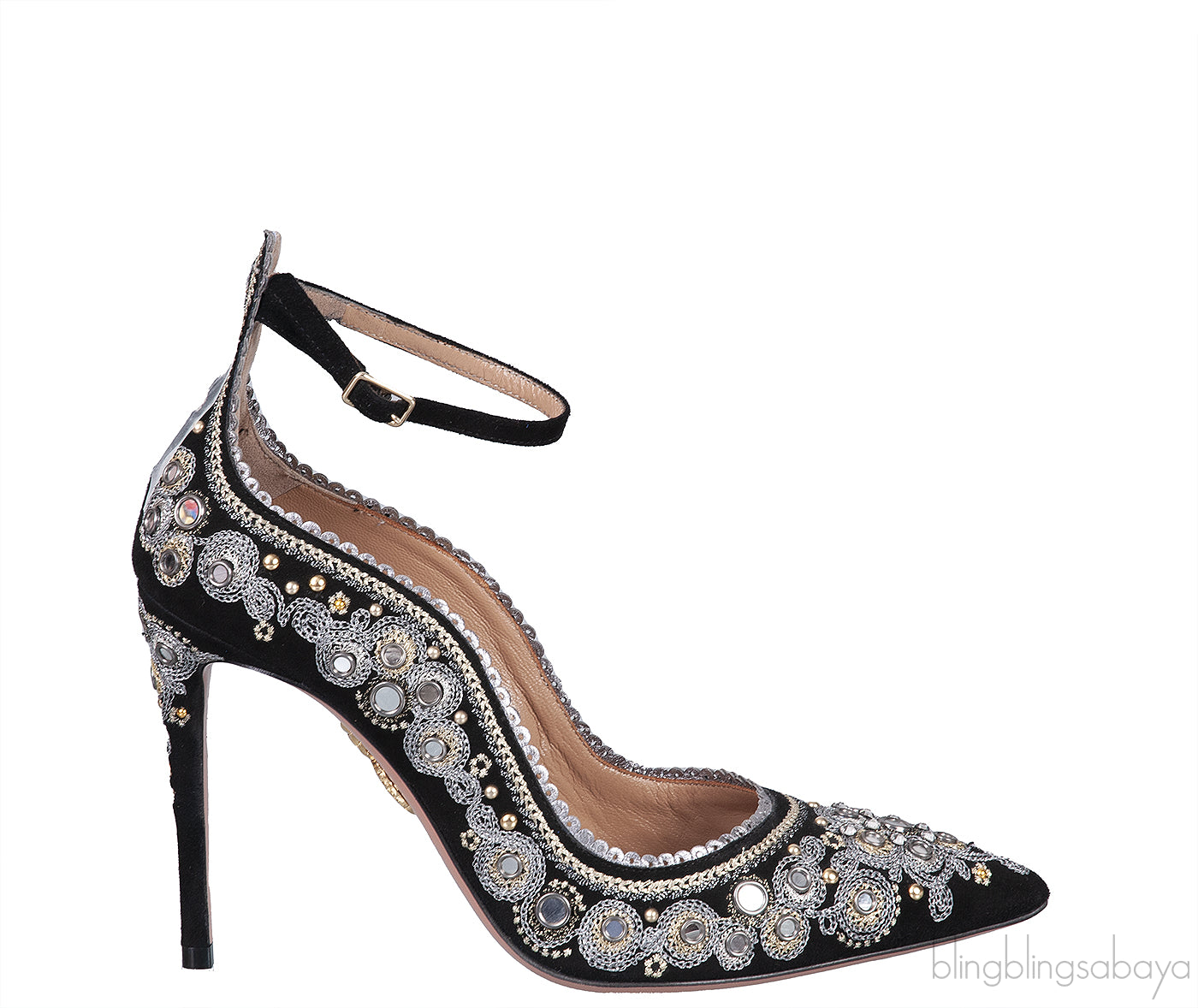 Aquazzura Black Embellished Jaipur Pumps