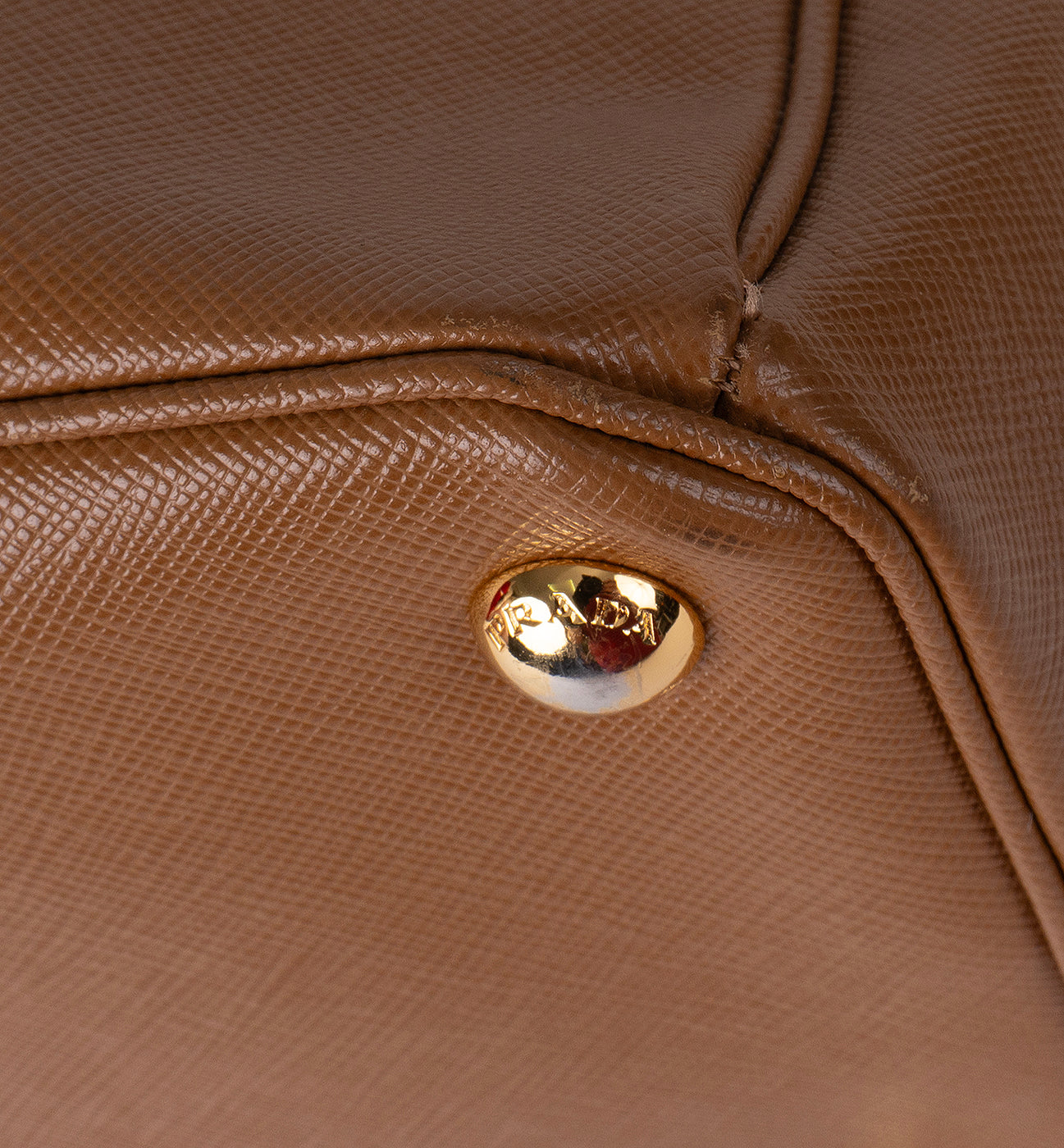 Prada Galleria Double Zip Camel Medium Shoulder Bag