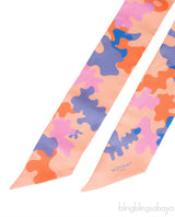 Orange Multi-color Abstract Print Twilly