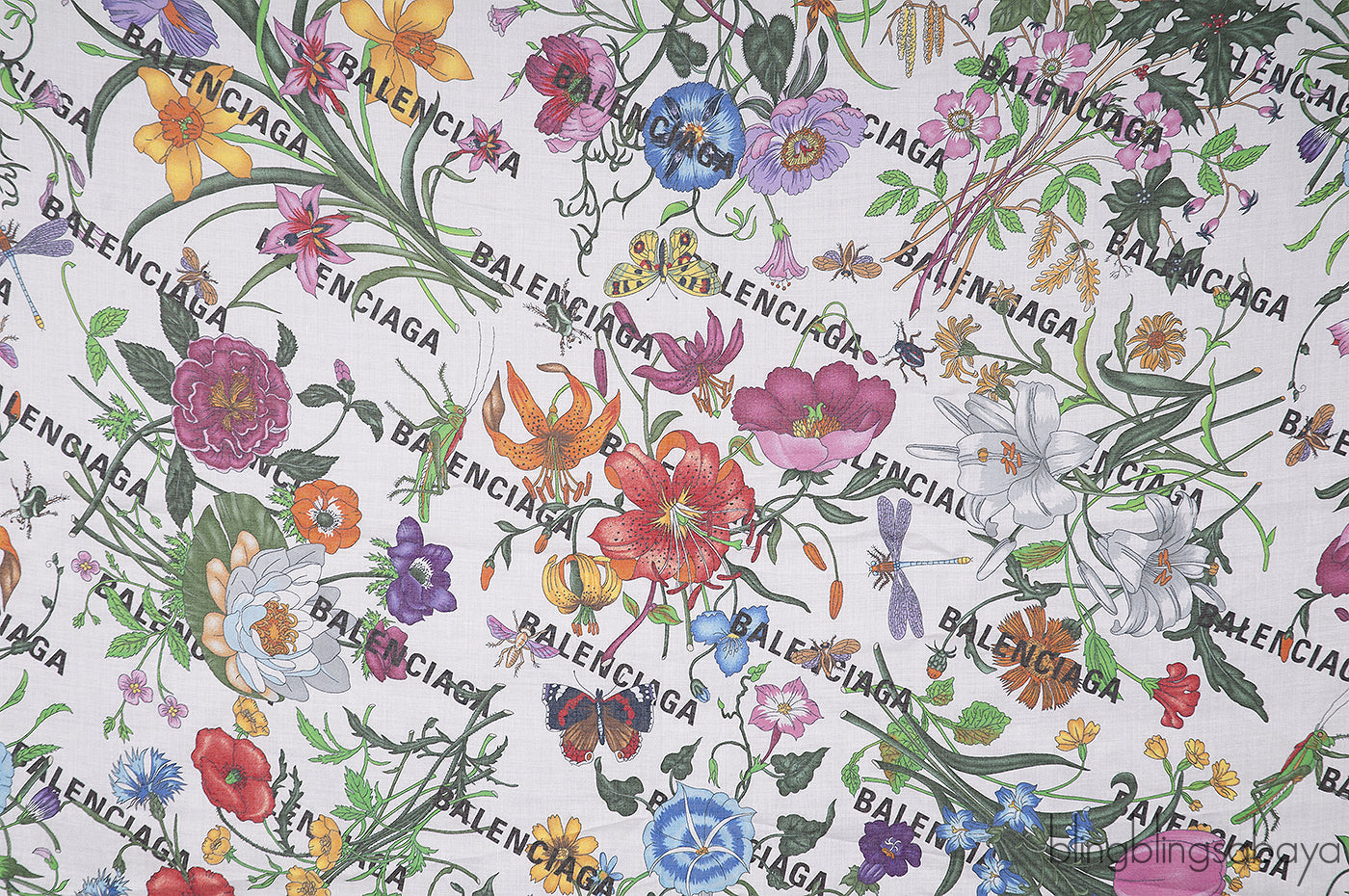 The Hacker Project Flora Print Silk Scarf White