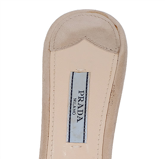 Prada Suede Crystal Mid-heel Sandals