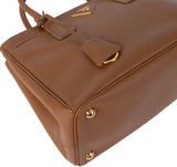 Prada Galleria Double Zip Camel Medium Shoulder Bag