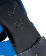 Suede Bicolor Blue Flat Sandals