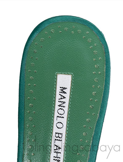 Emerald Jeweled Buckle Sandals