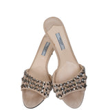 Prada Suede Crystal Mid-heel Sandals