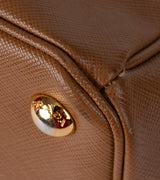 Prada Galleria Double Zip Camel Medium Shoulder Bag