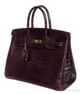 Birkin 35 Prune Crocodile Porosus GHW