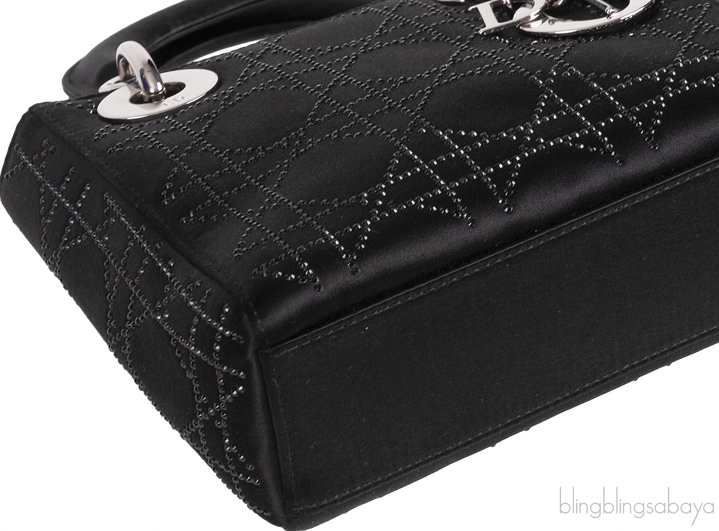 Lady Dior Mini Black Crystal Satin Bag