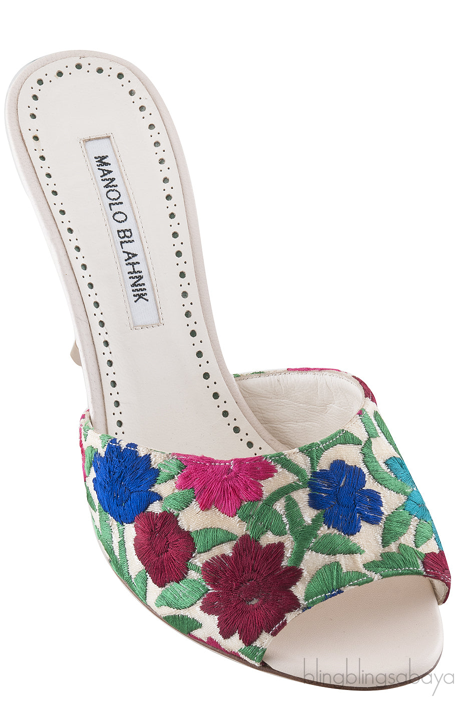 White Flower Embroidered Sandals