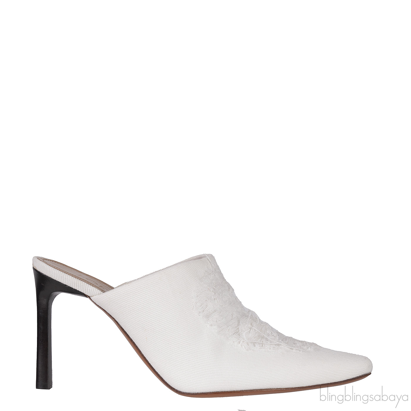 Loewe White Ripped Denim Mules