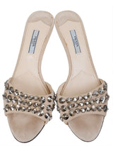 Prada Suede Crystal Mid-heel Sandals