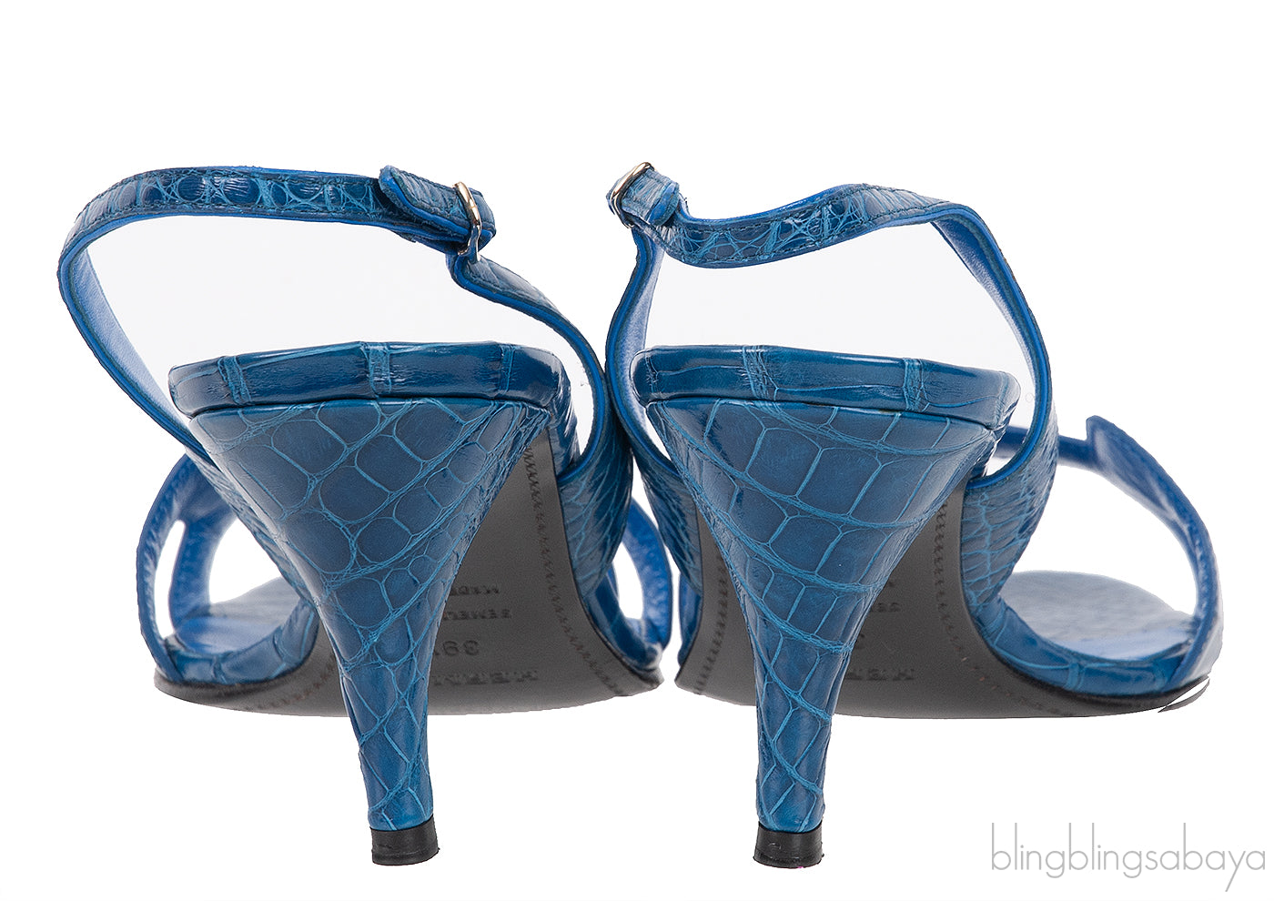 Night 70 Blue Crocodile Slingback Heels