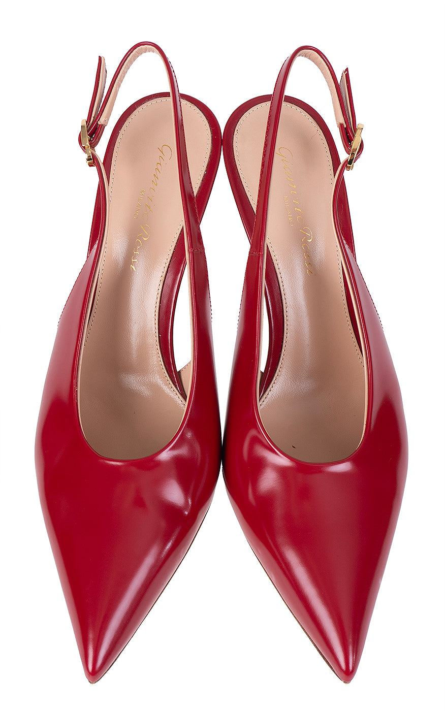 Gianvito Rossi Red Patent Robbie 85 Slingback Heels 36