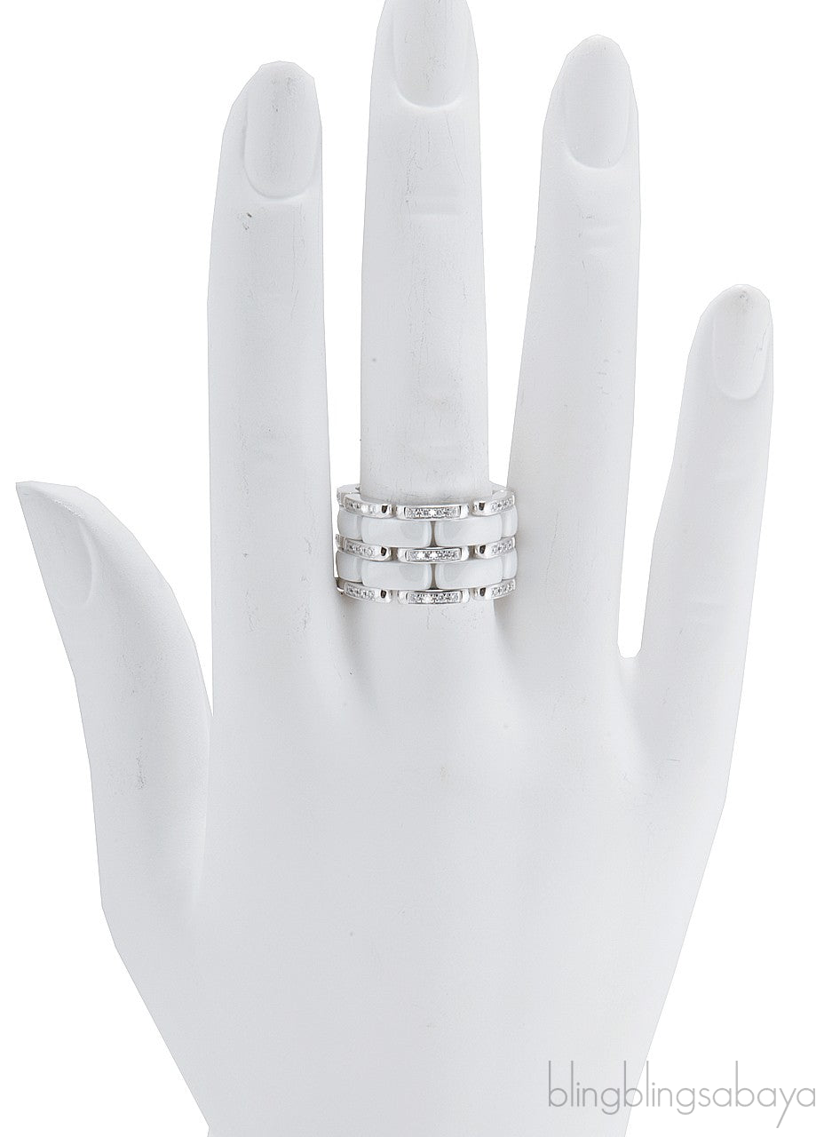 White Ceramic Diamond Ultra Ring