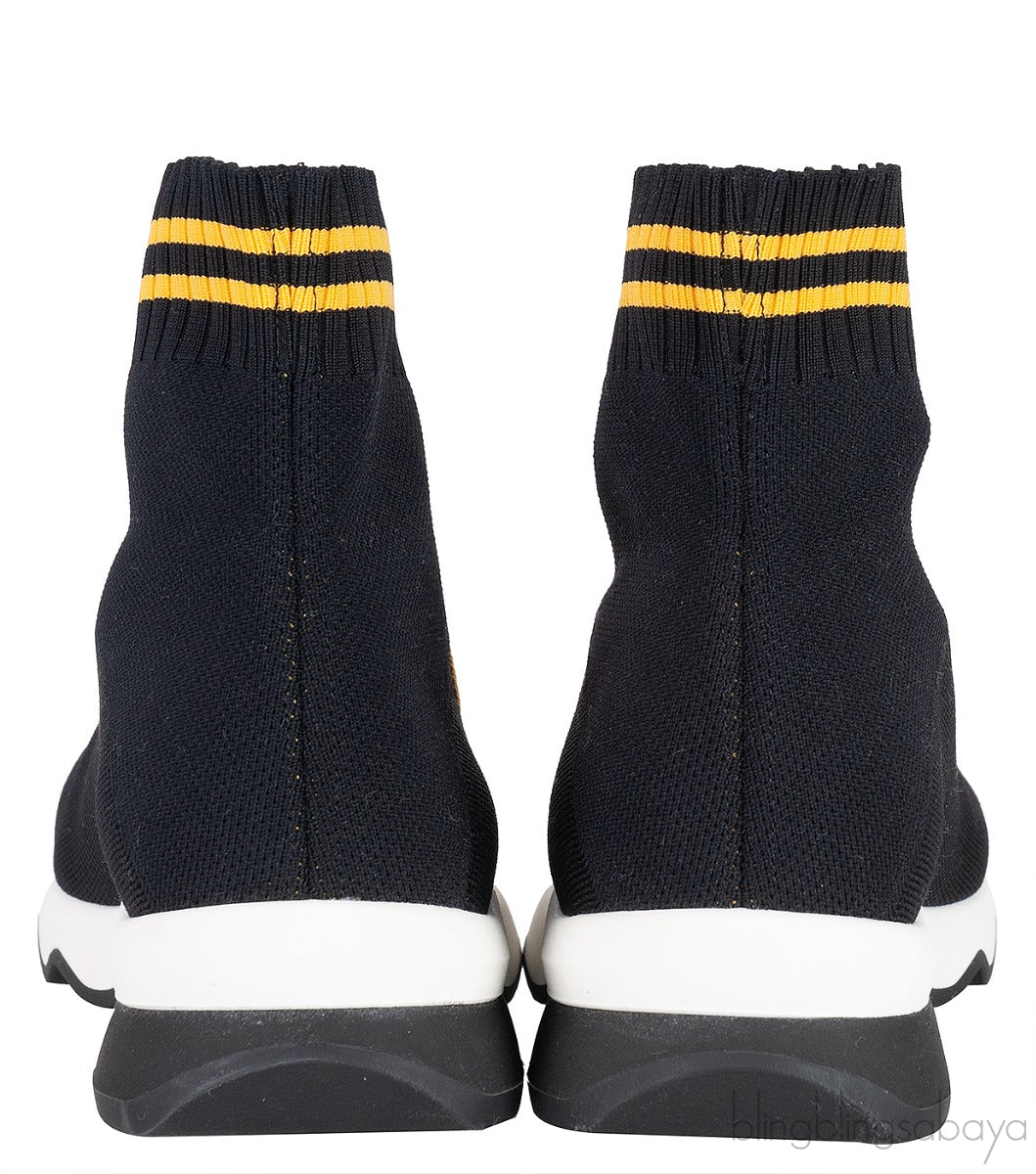 Black Knit Sock Logo Sneaker