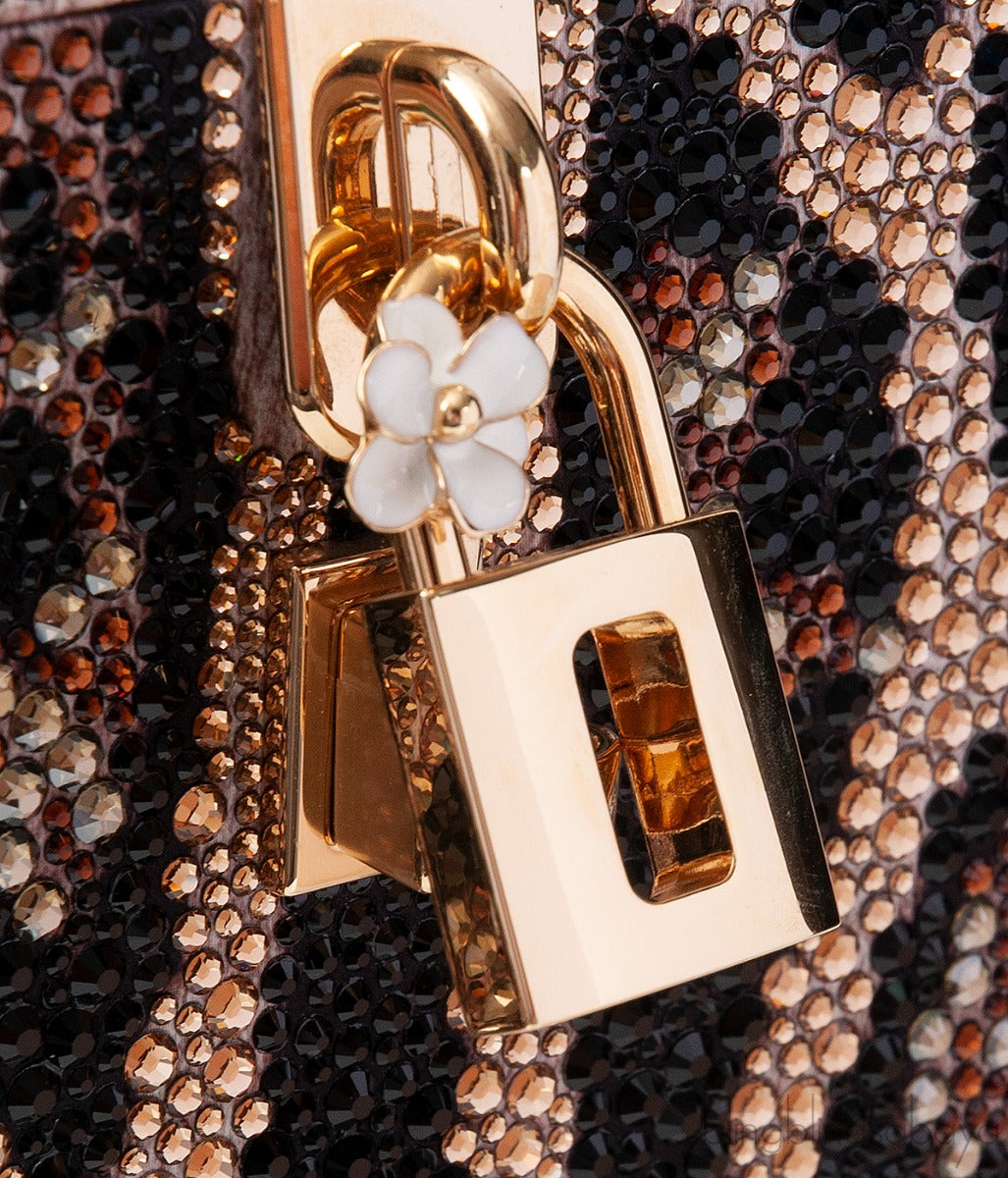 Dolce & Gabbana Leopard Crystal Hard Clutch Shoulder Bag