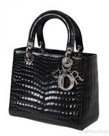 Christian Dior Lady Dior Black Medium Crocodile PHW