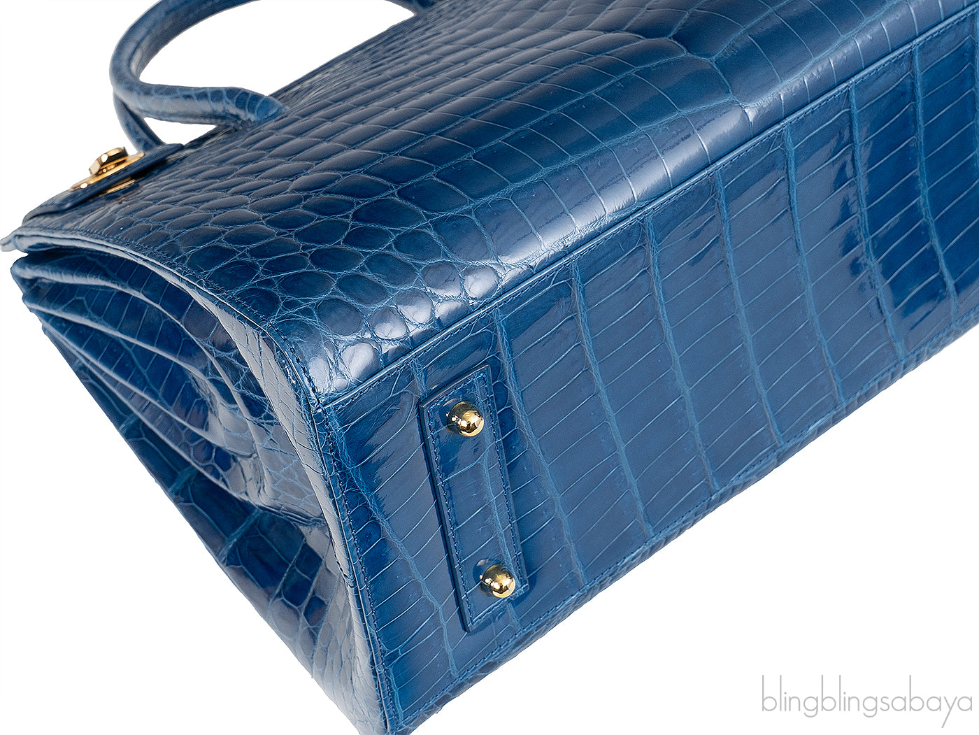 Kwanpen Blue Crocodile Top Handle Bag