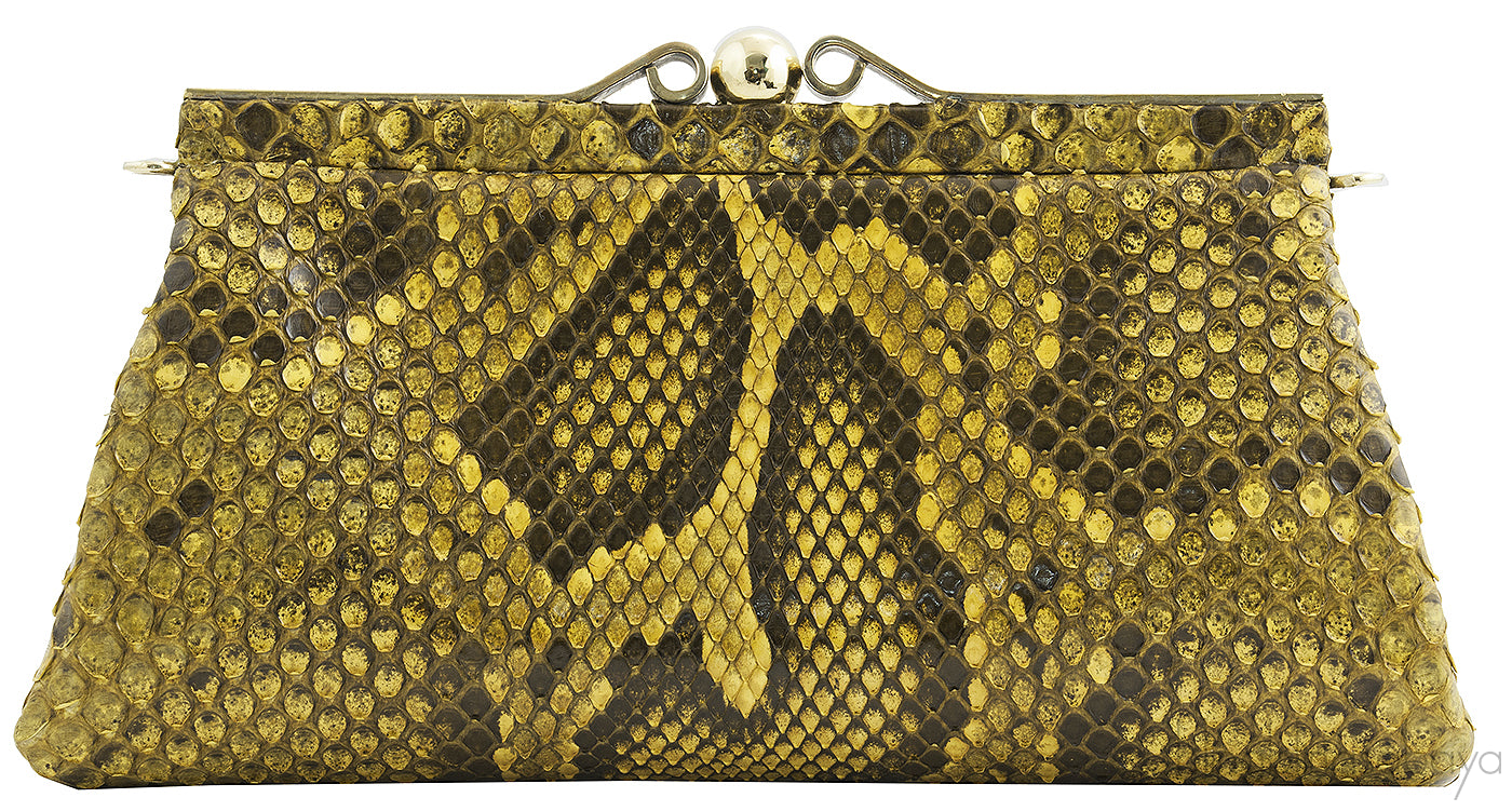 Yellow Python Clutch Bag