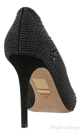 Black Crystal Embellished Heels