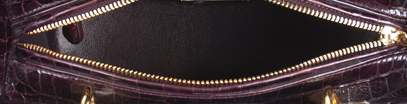 Lady Dior Medium Amethyst Porosus Crocodile GHW