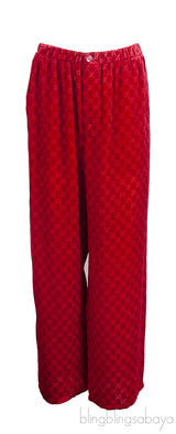 Gucci Red GG Devore Velvet Shirt & Wide Leg Trouser